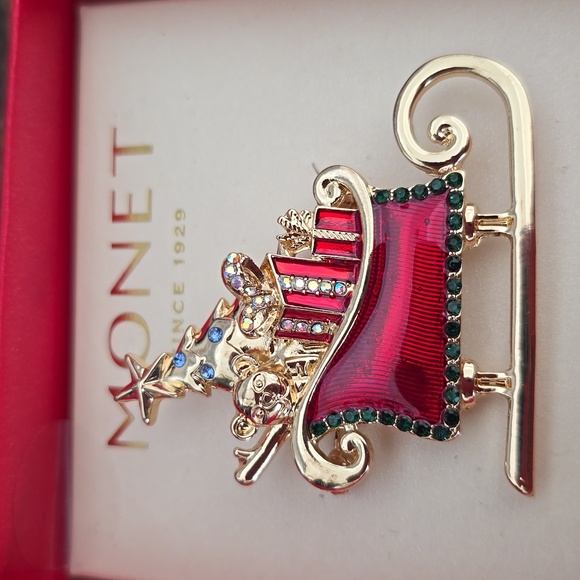 3 ITEMS:  2 NAPIER & 1 MONET BEAUTIFUL SPARKLING HOLIDAY PINS BUNDLE OF 3 - Picture 4 of 13